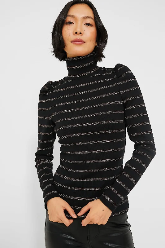 Super Deal Black Lurex Cedar Turtleneck