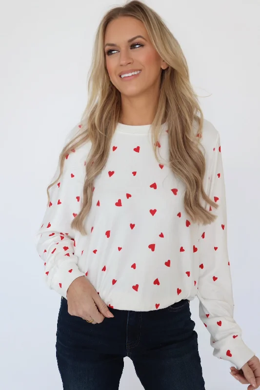 Weekend Discounts to Delight Classic Heart Long Sleeve Top