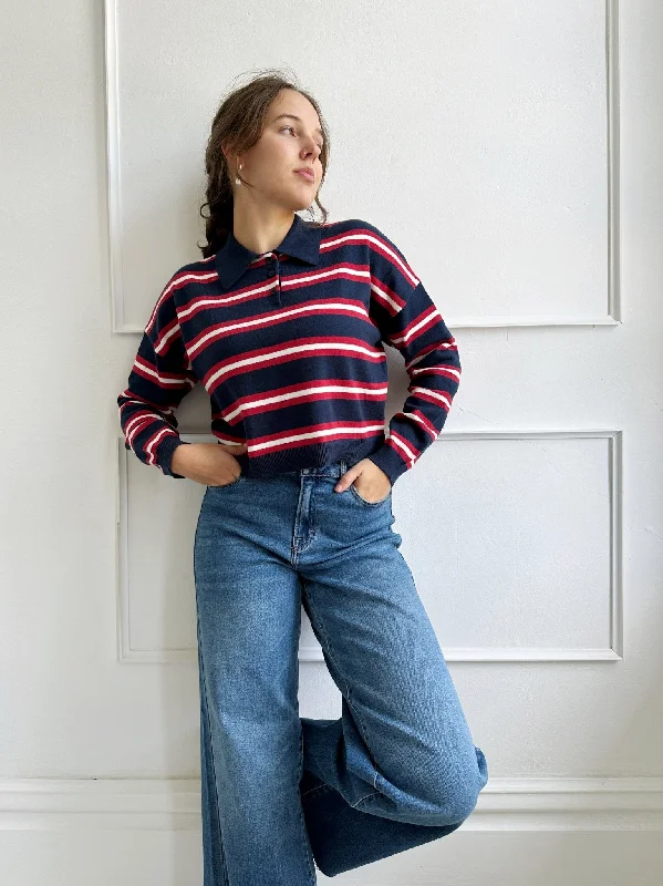 Closeout Sale Striped Longsleeve Polo