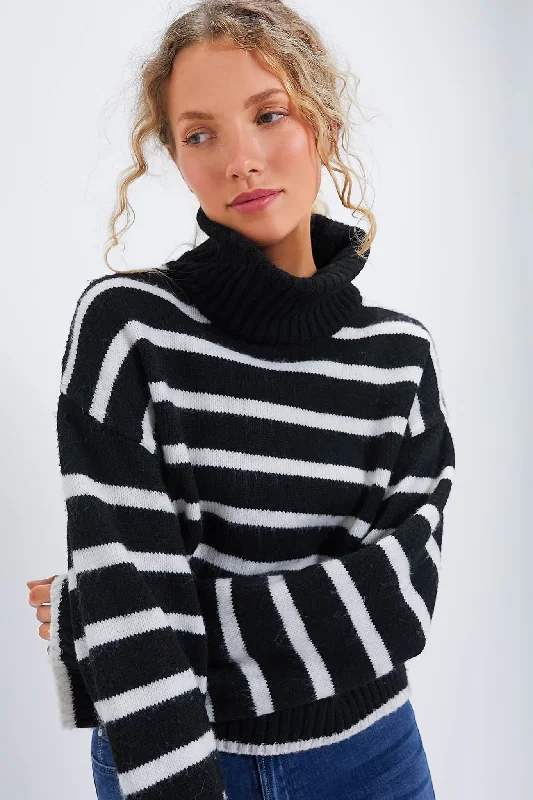 Weekend Offers You Can't Ignore Black Josephine Stripe Turtleneck