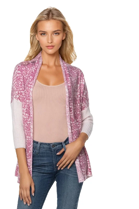 Year-End Sale 100% Cashmere Printed Cropped Cocoon Sweater