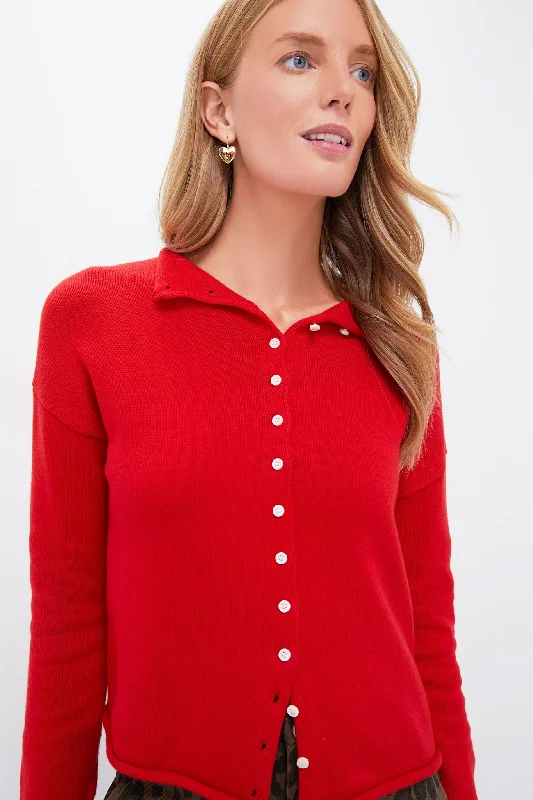 Buy More, Save More Fire Red Taylor Rollneck Cardigan