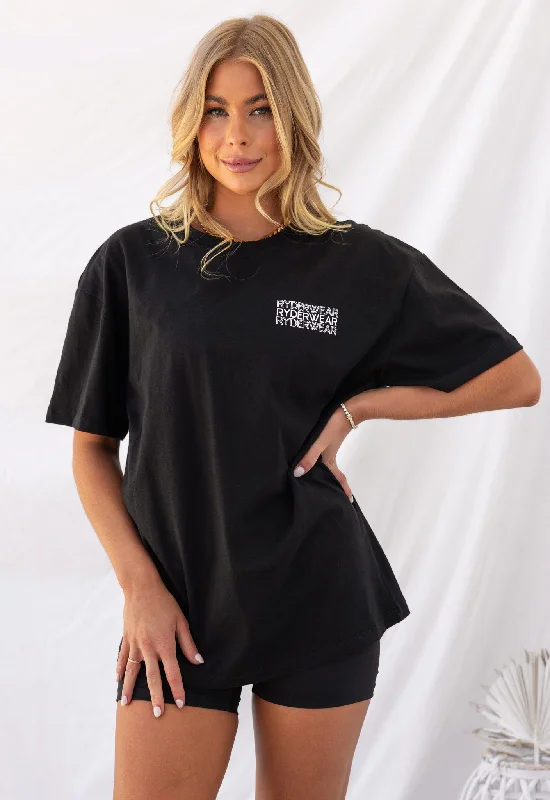 Price Slash Level Up Oversized Tee - Black/White