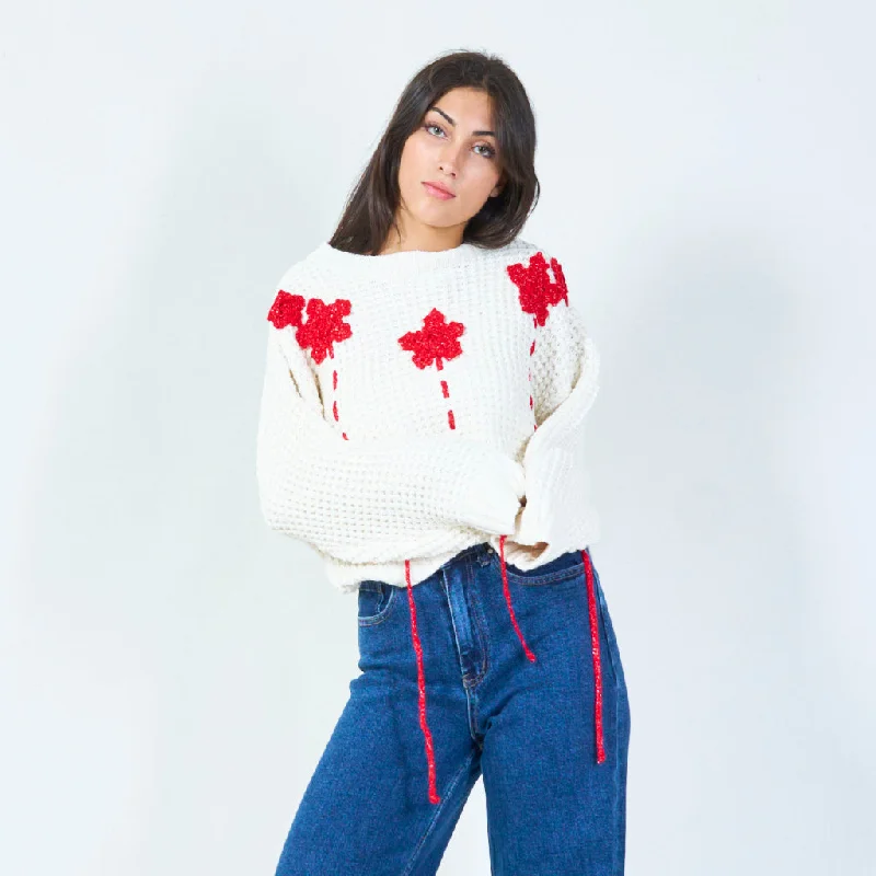 Steals and Deals Chunky knit sweater with crochet detailing wholesale