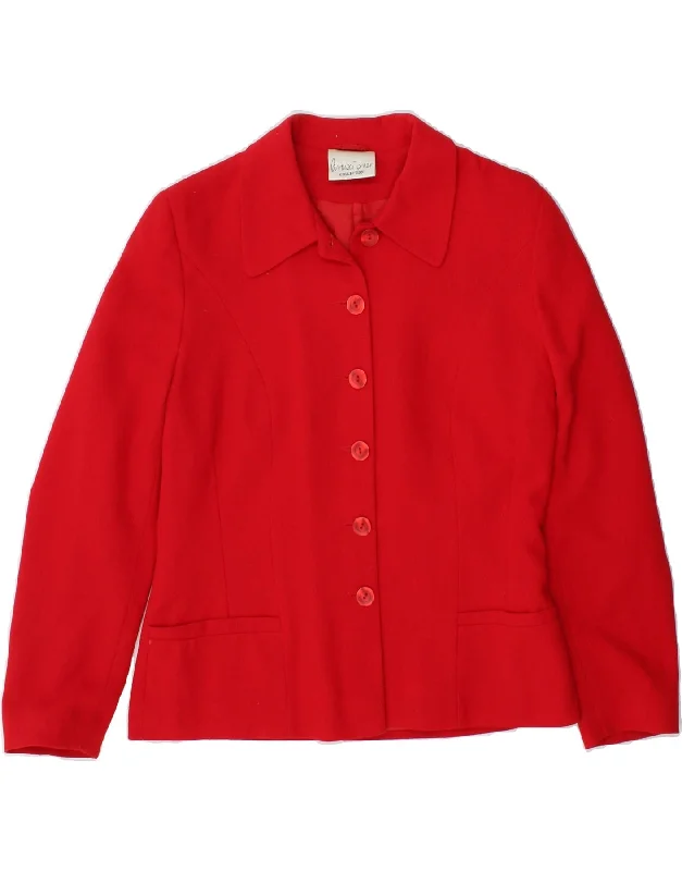 Deep Discounts VINTAGE Womens 6 Button Blazer Jacket UK 12 Medium Red Polyester