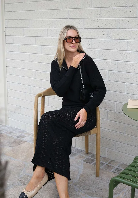 Weekend Savings Spree Miann & Co Womens - Maisie Quarter Zip Knitted Jumper - Black