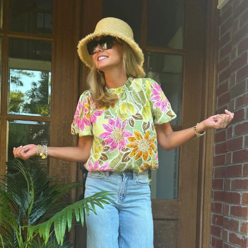 Unbeatable Prices Stacy Sage Mix Top | Green Floral