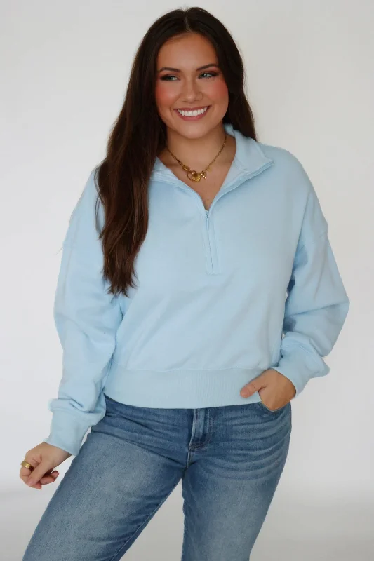 Weekend Bargains Just for You Sporty Half Zip- Blue