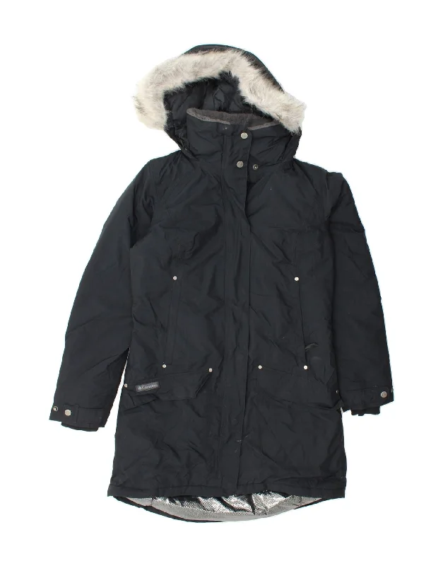 Low Prices COLUMBIA Womens Omni-Tech Hooded Parka Jacket UK 10 Small Black Nylon