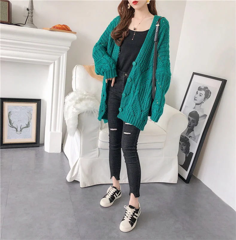 Price Drop Alert Korean loose hollow out sweater coat 4909