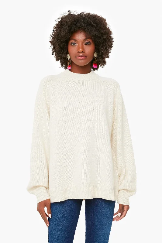 Deal of the Day Ivory Oversize Cashmere Crewneck Sweater