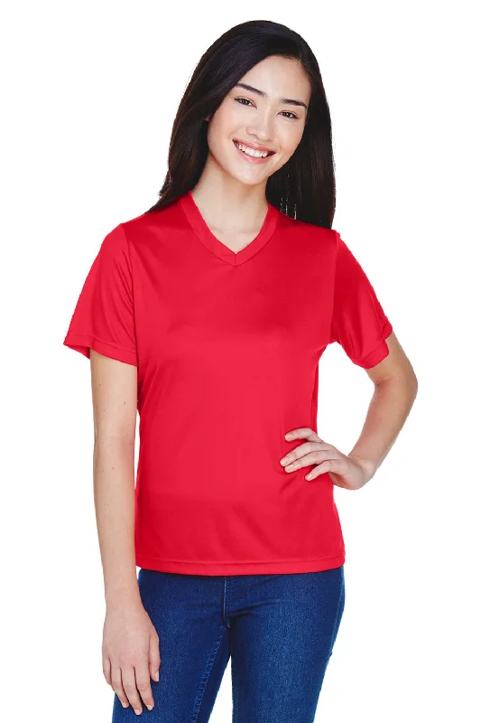 Crazy Savings Team 365 Womens Zone Performance Moisture Wicking Short Sleeve V-Neck T-Shirt - Red