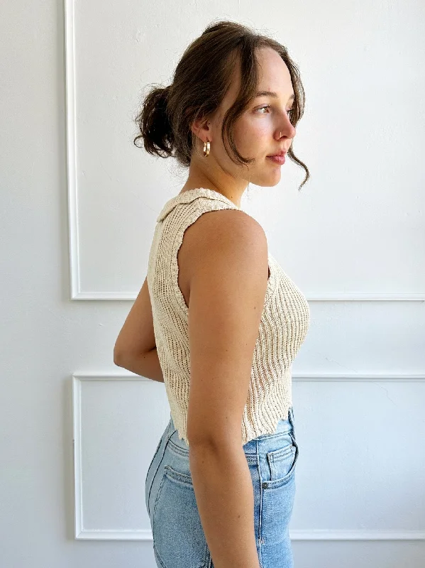 Great Deals Scallop Edge Crop Knit Tank - FINAL SALE