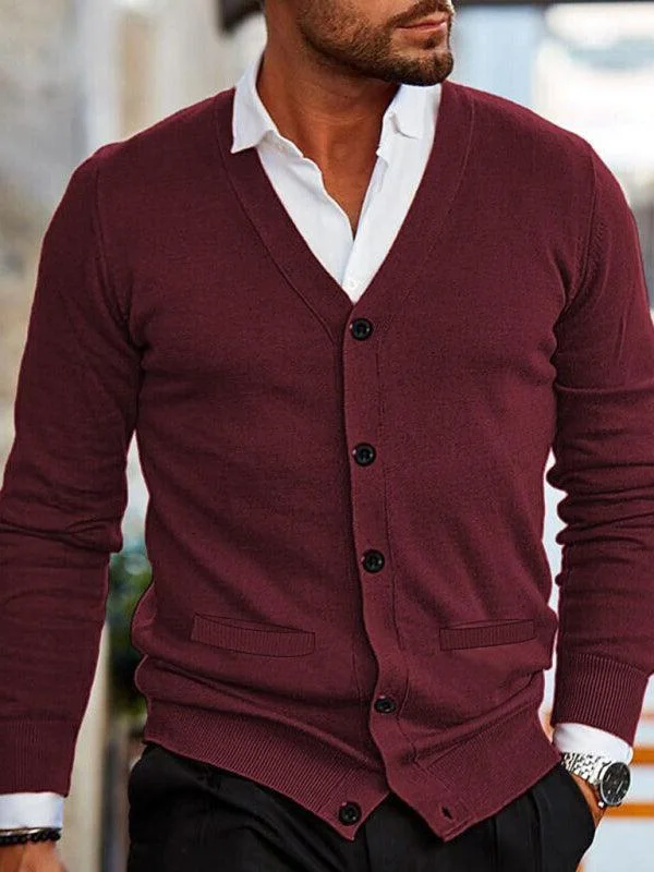 Stock Clearance V-Neck Men Cardigan Sweater