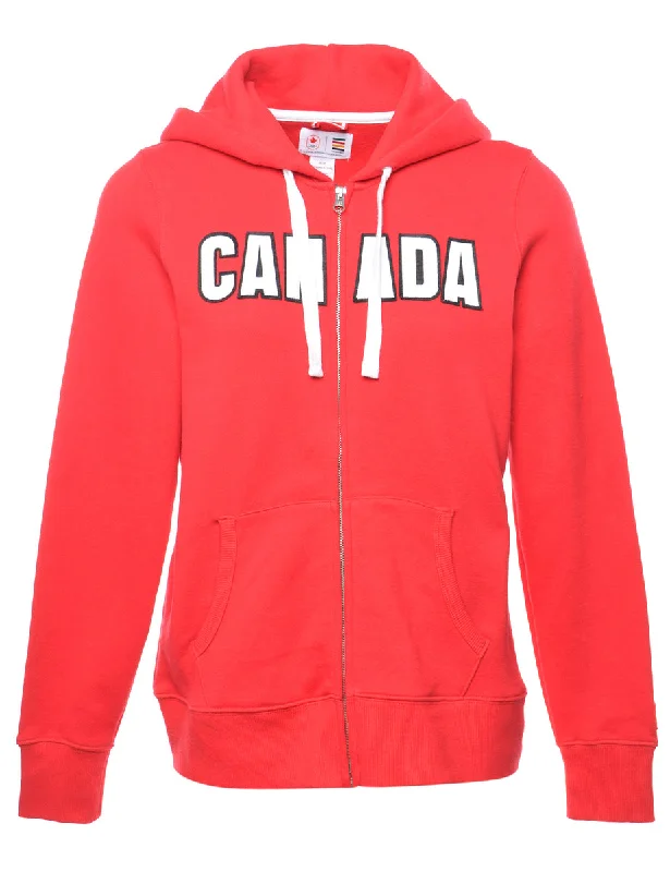 Hot Deal Canada Printed Red Hoodie - M