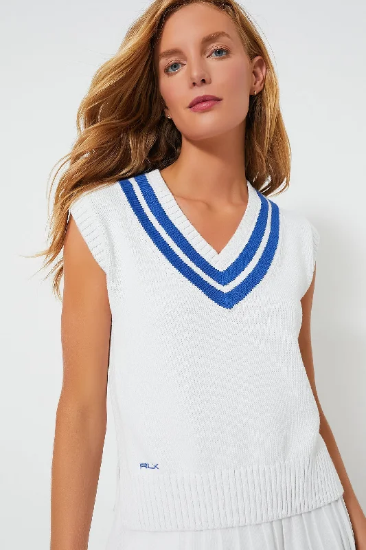 Flash Deal Ceramic White Cotton V-Neck Sweater Vest Pullover