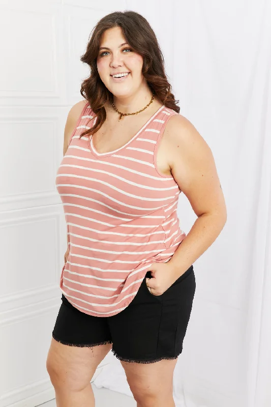 Act Now Zenana Find Your Path Full Size Sleeveless Striped Top