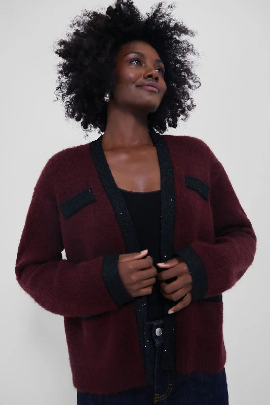 Super Bargain Oxblood Boucle Fallon Cardigan
