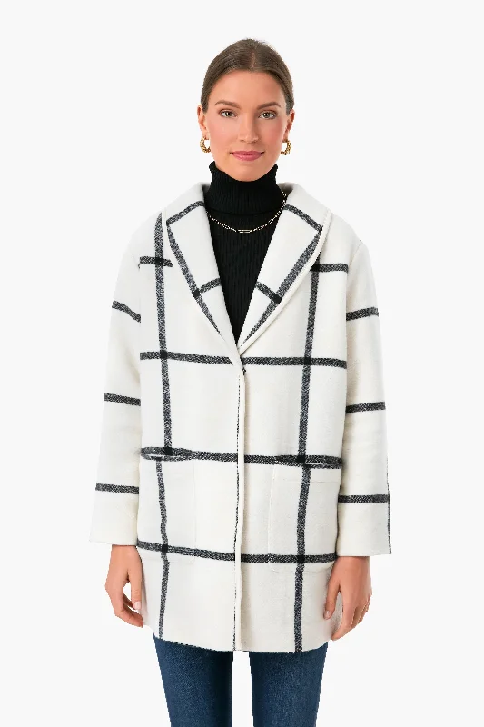 Weekend Specials to Relish Cream/Black Windowpane Liverpool Shawl Collar Cardigan