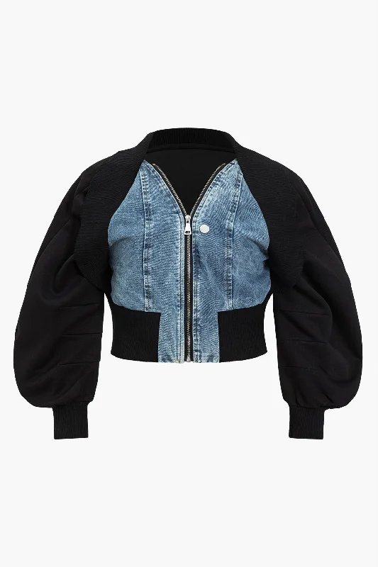 Today's Deal Plus Size Denim Patchwork Cardigan
