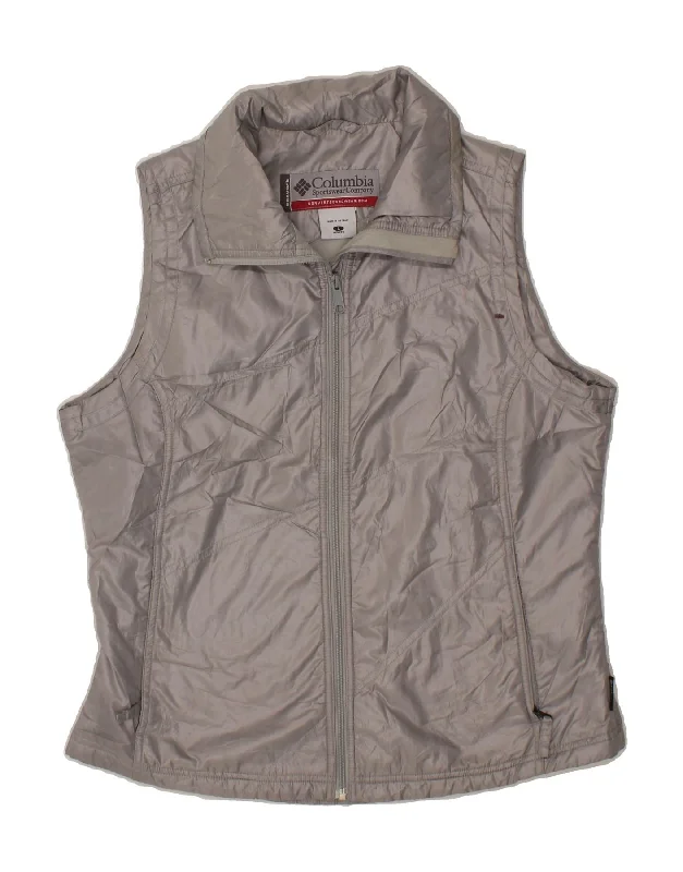 Hot Deal COLUMBIA Womens Padded Gilet UK 16 Large Silver Polyester