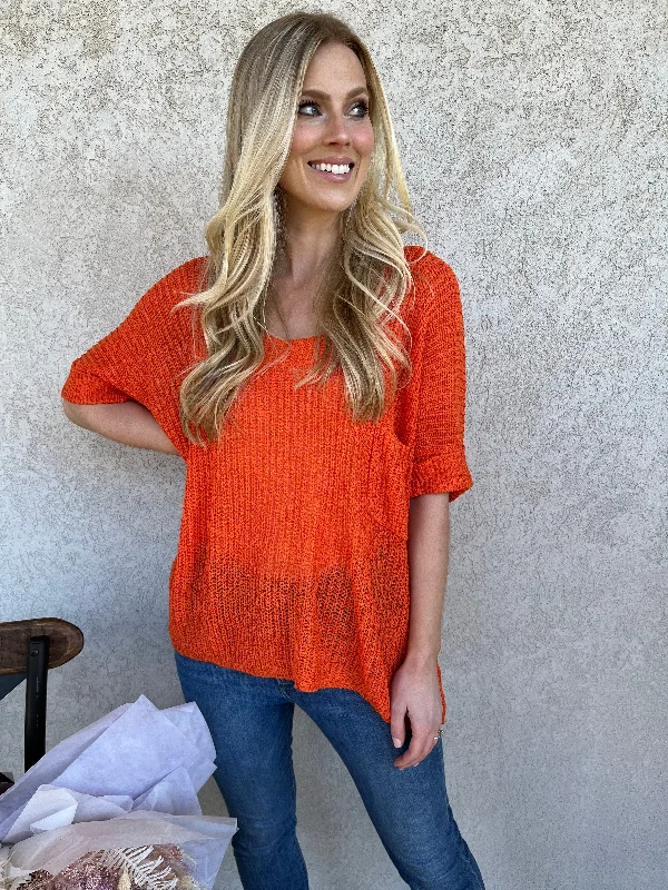 New Markdowns Loose Knit Orange Sweater
