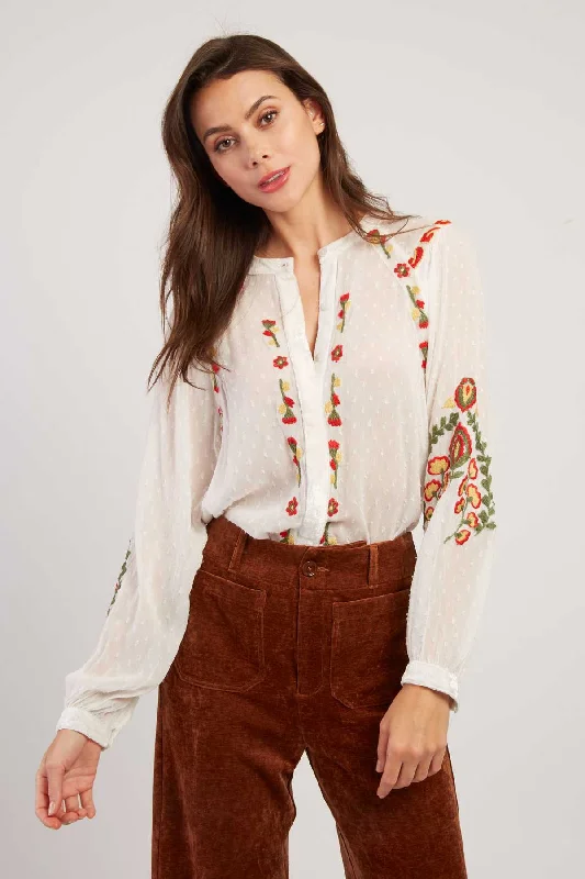 Special Price Haiti Embroidered Blouse - Ecru
