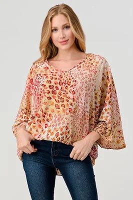 Closeout Deal Dusty Pink Print Blouse