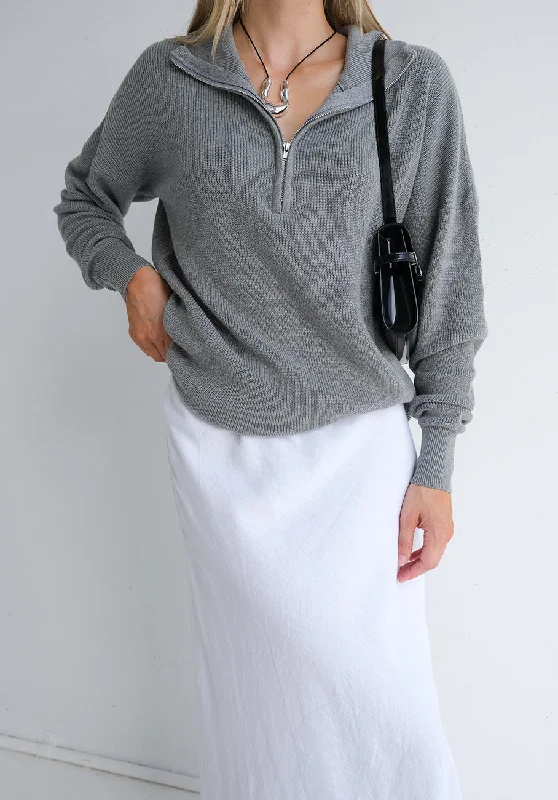 Weekend Bargains to Cherish Miann & Co Womens - Maisie Quarter Zip Knitted Jumper - Charcoal