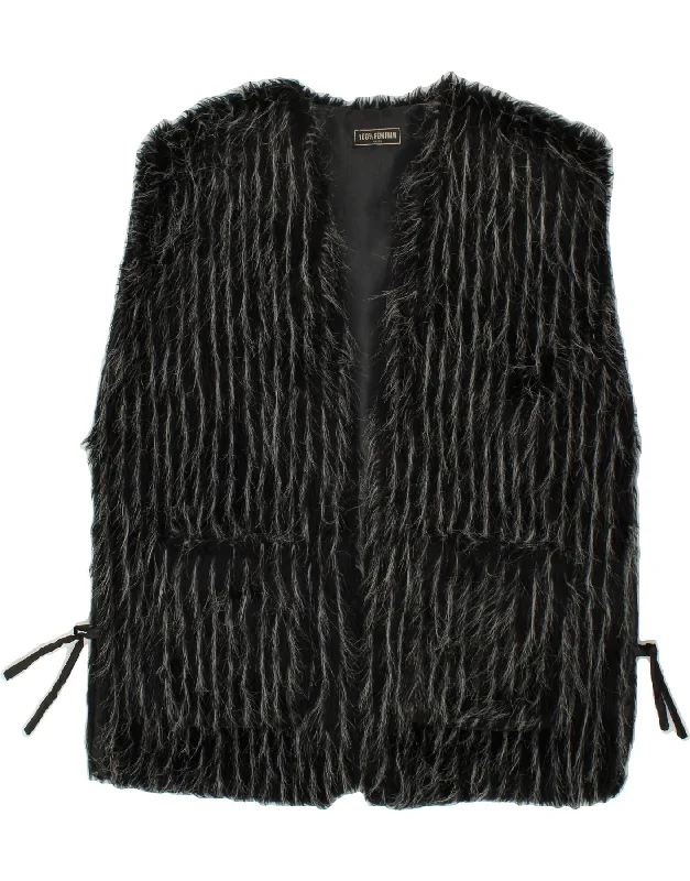 Deal of the Week VINTAGE Womens Faux Fur Gilet UK 18 XL Black