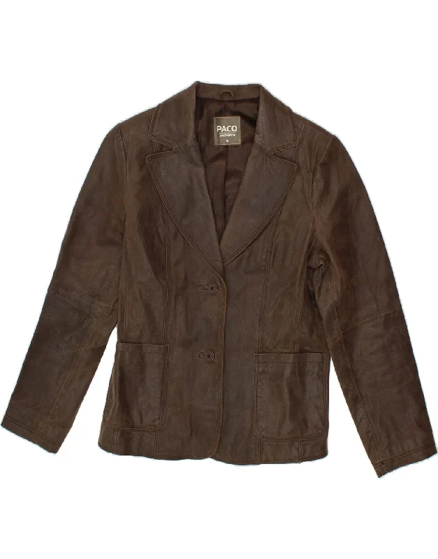 Shop and Save PACO Womens Leather Jacket UK 14 Medium Brown Leather