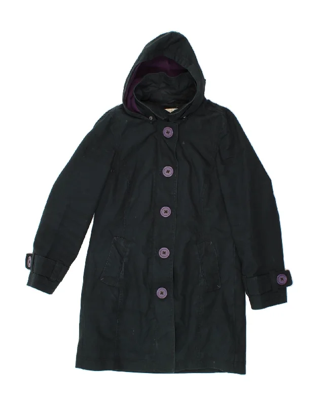 Final Clearance BODEN Womens Hooded Overcoat UK 10 Small Navy Blue Cotton