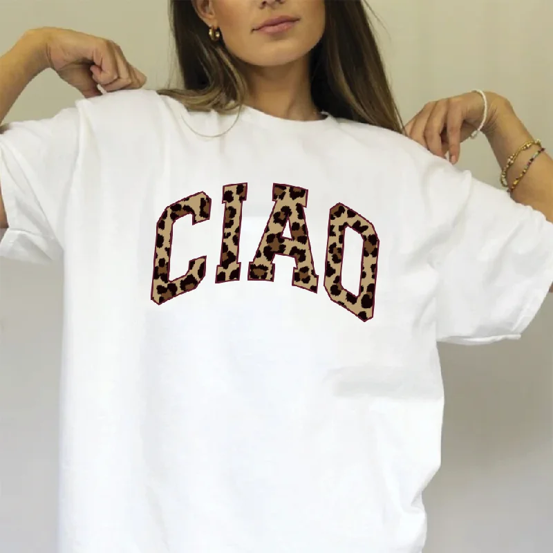 Can't Resist Ciao College Oversized Boyfriend Womens's White T-shirt
