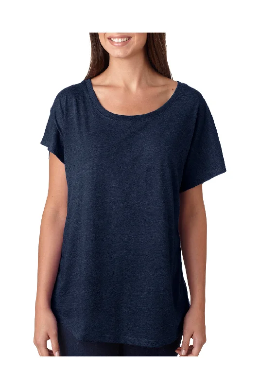 Price Slash Next Level Womens Dolman Jersey Short Sleeve Scoop Neck T-Shirt - Vintage Navy Blue