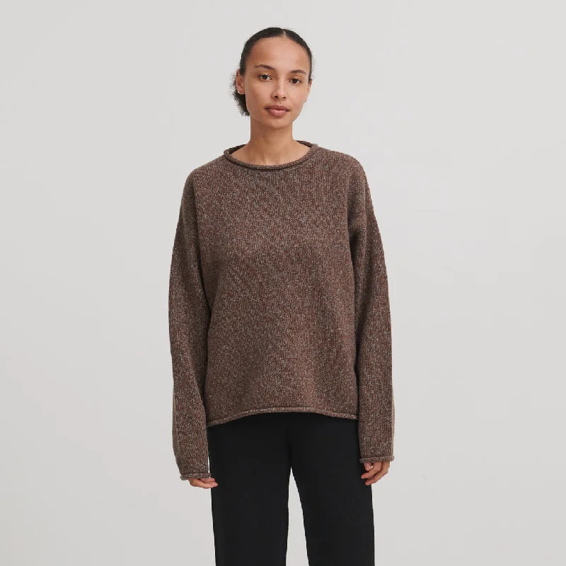 Price Drop Women's Melange Sweater - 100% Lambswool - Charcoal/Amber (S, M, L)