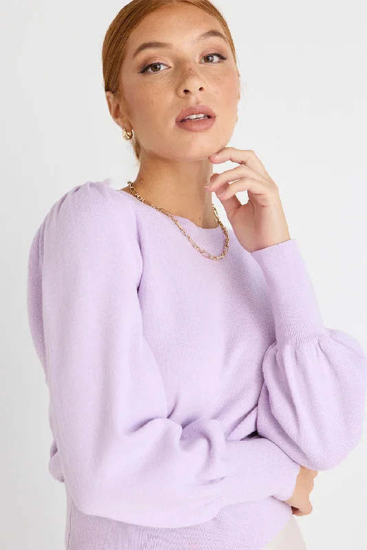 Closeout Deal Belladonna Lilac Poet Sleeve Fine Knit Jumper