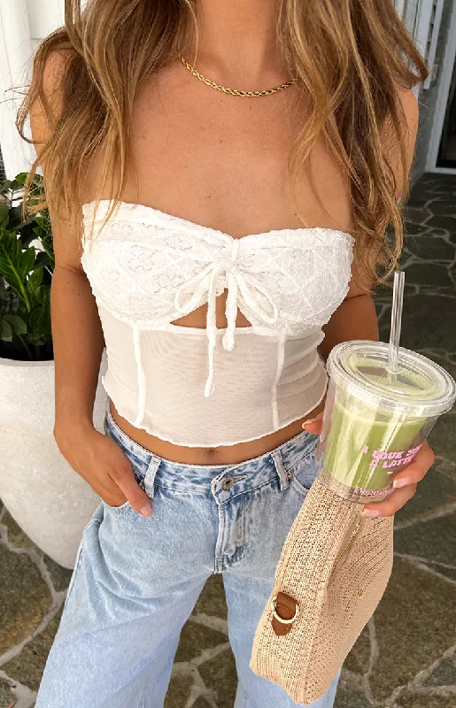 Discount Extravaganza Rilee White Strapless Crop Top