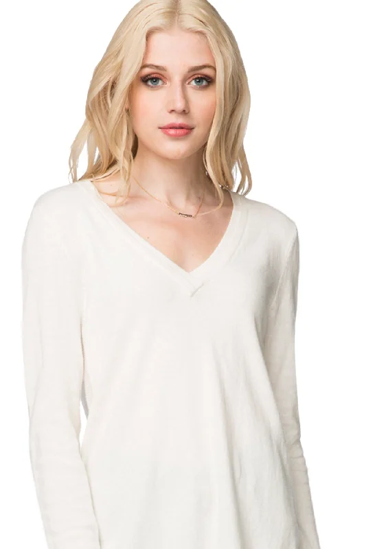 Quick Sale Adalyn Double Layer Cotton Cashmere V neck Sweater