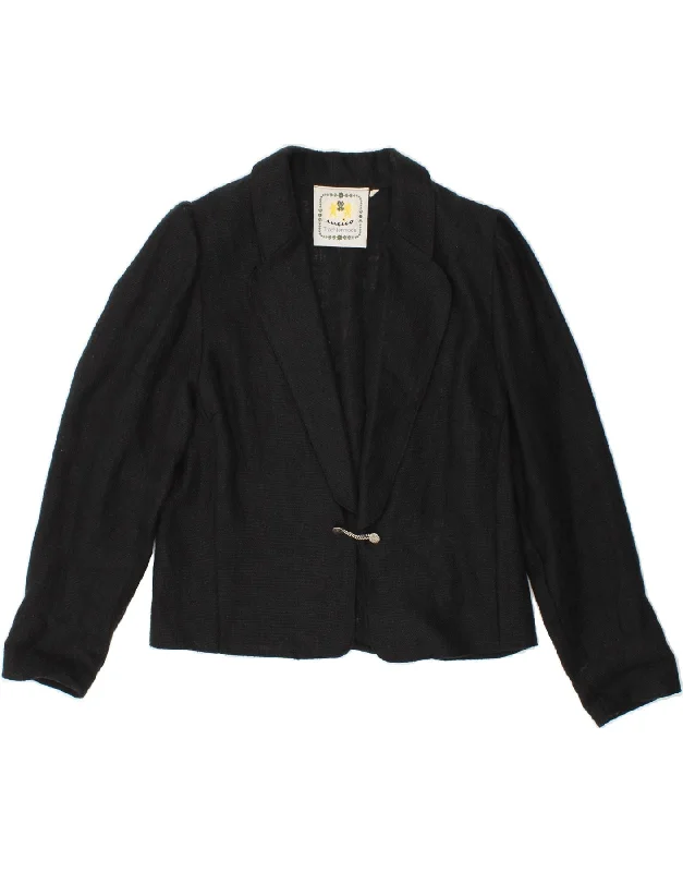 Deal Dash MEICO Womens Crop Blazer Jacket IT 40 Small Black Linen