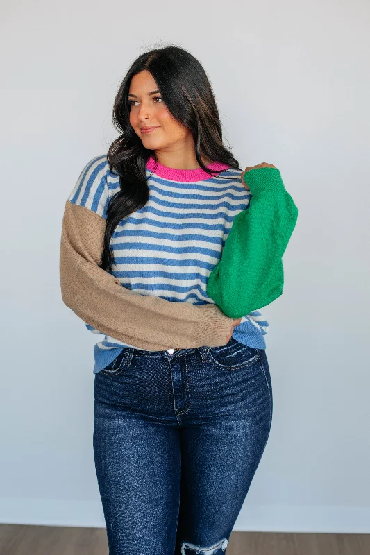 Limited Time Offer Cello Colorblock Sweater - Cerulean