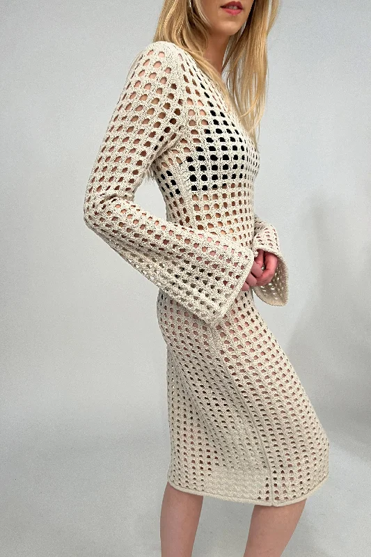 Weekend Deals That Excite MIDI OPEN KNIT SWIMSUIT COVERUP DRESS