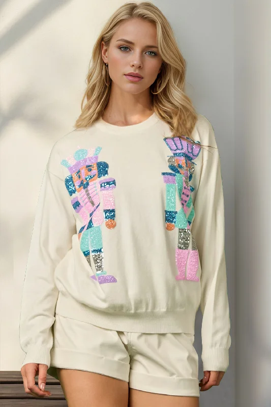 Major Deal Sequin Nutcracker Long Sleeve Sweater