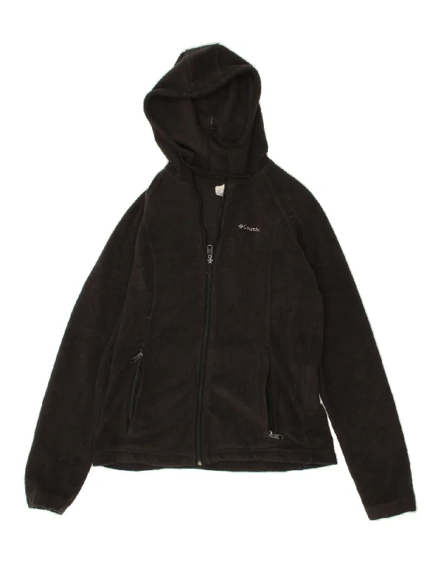 Warehouse Sale COLUMBIA Womens Hooded Fleece Jacket UK 16 Large Black Polyester