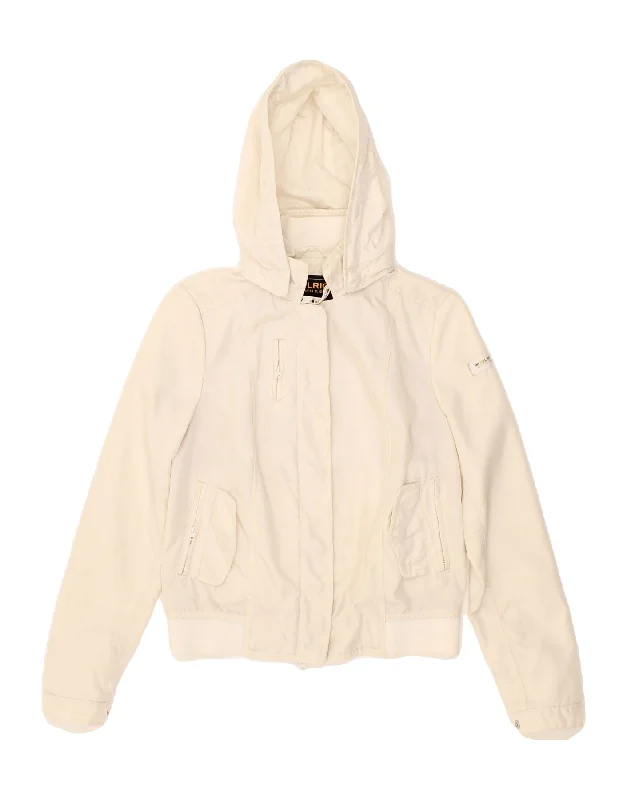 Price Fest WOOLRICH Womens Hooded Bomber Jacket UK 10 Small Off White