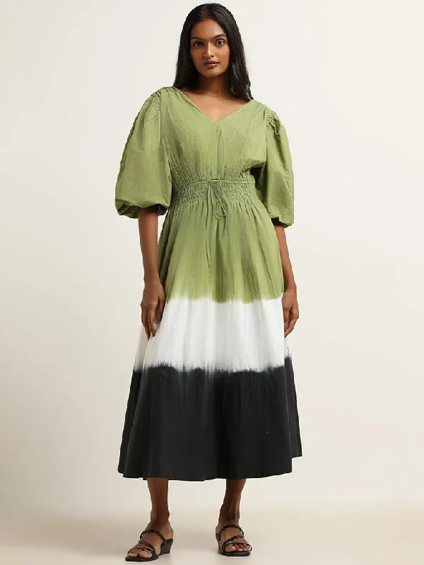 Epic Value LOV Green Tie-Dye Cotton Maxi Dress