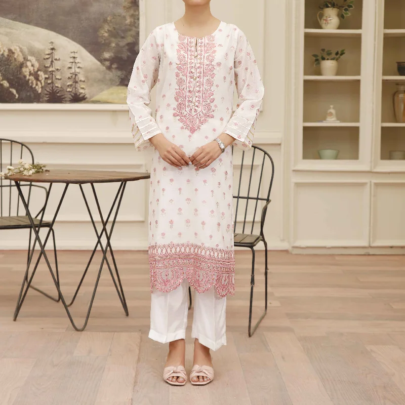 Take Action Cream Jaquard Co ord Set PS4909