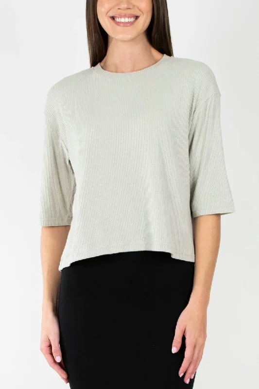 Weekend Discounts You Deserve REMI TEE RIBBED (STONE)