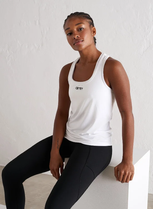 Act Fast White Soft Basic Racerback Tank