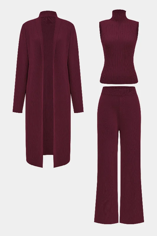 Super Bargain Knit Tank Top And Cardigan And Pants Set