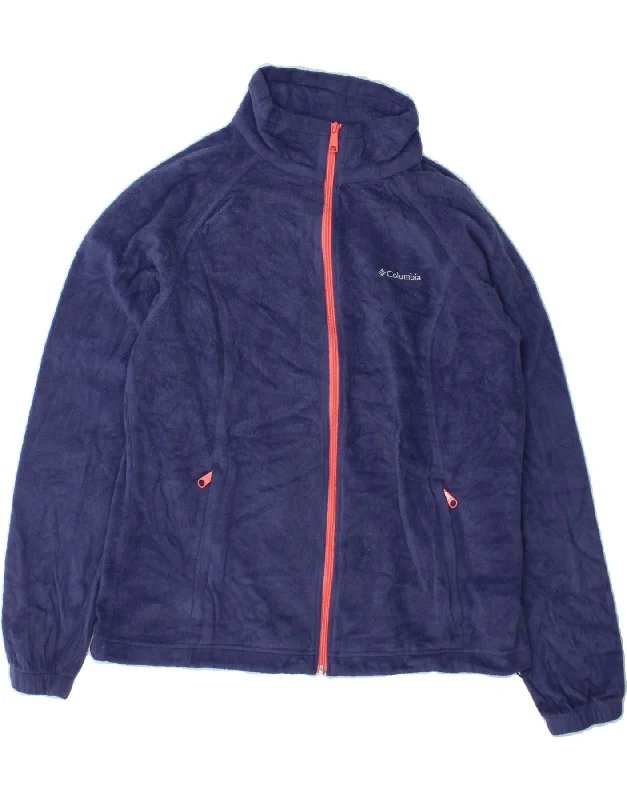 Season Finale Sale COLUMBIA Womens Fleece Jacket UK 18 XL Navy Blue Polyester